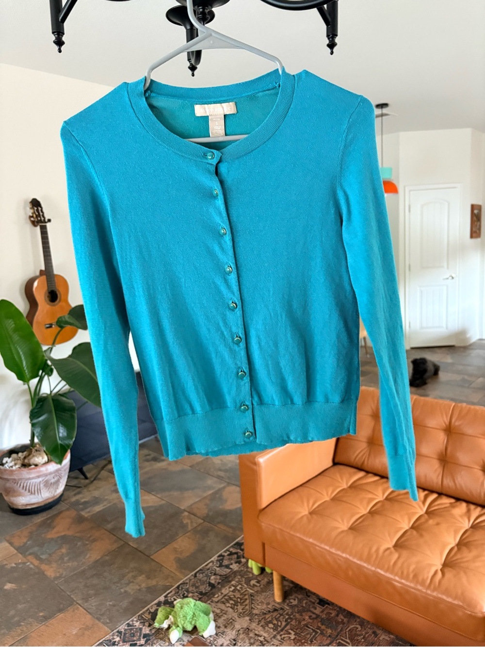 Banana Republic Turquoise Silk Cotton Knit Cardigan PS